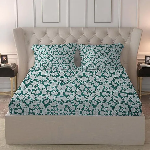 Multicolor_Teal_Microfiber_Bedsheet_Set_With_Pillow_Covers