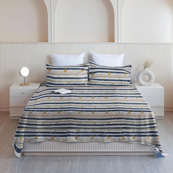 Multicolor_Microfiber_Double_Bedsheet_Set_With_Pillow_Covers