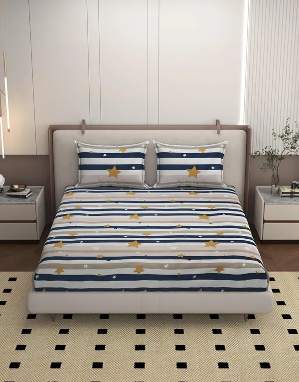 Multicolor_Microfiber_Double_Bedsheet_Set_With_Pillow_Covers