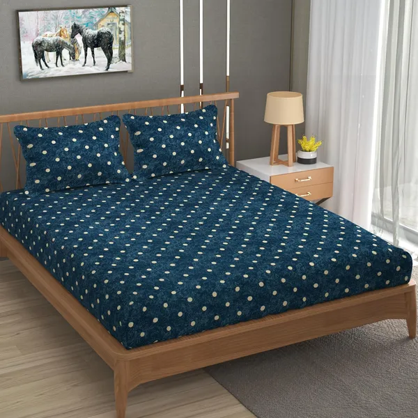 Multicolor_Cotton_Fitted_Bedsheet_With_Pillow_Covers