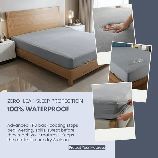 Gray_Waterproof_Cotton_Mattress_Protector