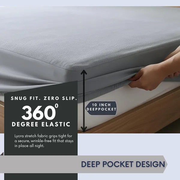 Gray_Waterproof_Cotton_Mattress_Protector