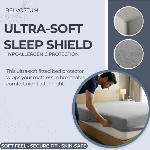 Gray_Waterproof_Cotton_Mattress_Protector