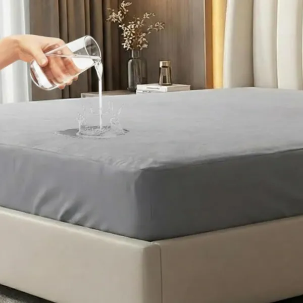 Gray_Waterproof_Cotton_Mattress_Protector