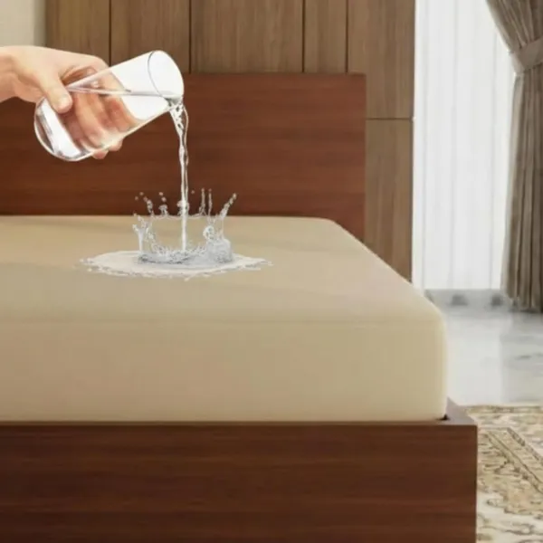 Beige_Waterproof_Cotton_Mattress_Protector