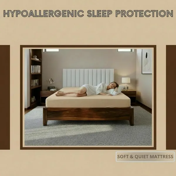 Beige_Waterproof_Cotton_Mattress_Protector