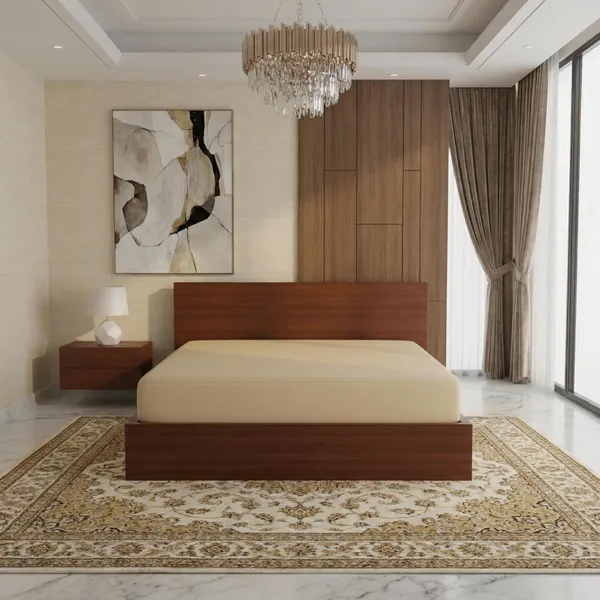 Beige_Waterproof_Cotton_Mattress_Protector