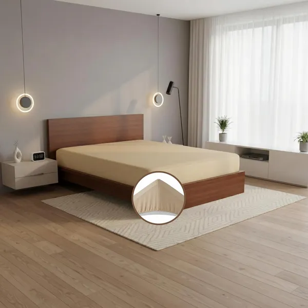 Beige_Waterproof_Cotton_Mattress_Protector