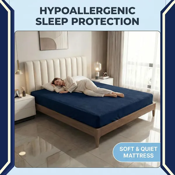 Blue_Waterproof_Cotton_Mattress_Protector