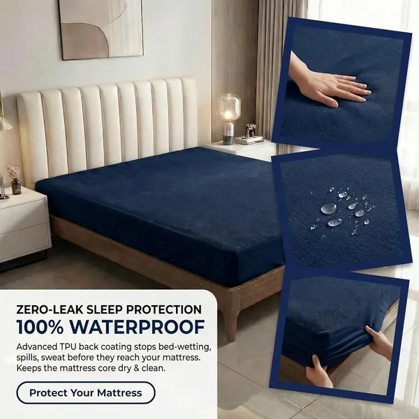 Blue_Waterproof_Cotton_Mattress_Protector