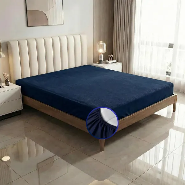 Blue_Waterproof_Cotton_Mattress_Protector