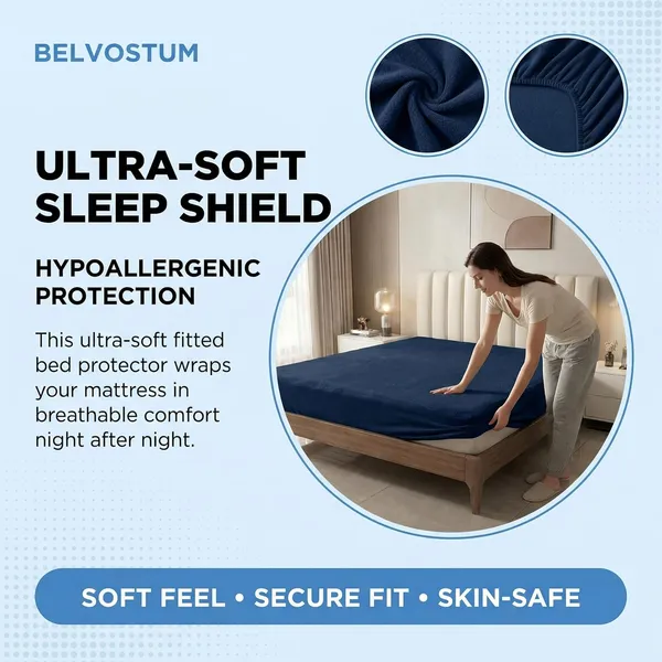 Blue_Waterproof_Cotton_Mattress_Protector