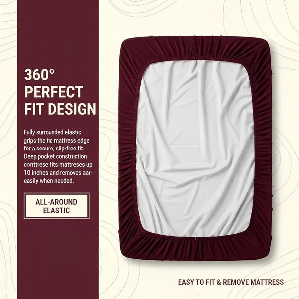 Maroon_Waterproof_Cotton_Mattress_Protector