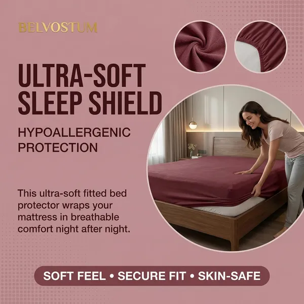 Maroon_Waterproof_Cotton_Mattress_Protector