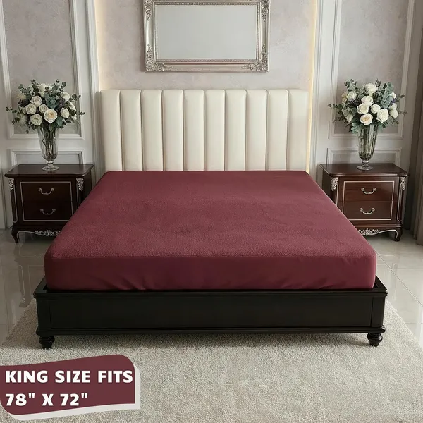 Maroon_Waterproof_Cotton_Mattress_Protector