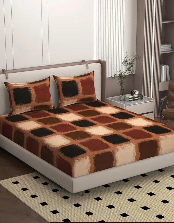 Multicolor_Cotton_Fitted_Bedsheet_With_Pillow_Covers