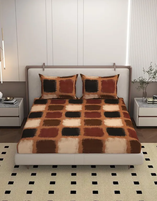 Multicolor_Cotton_Fitted_Bedsheet_With_Pillow_Covers