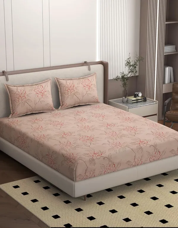Multicolor_Cotton_Fitted_Bedsheet_With_Pillow_Covers