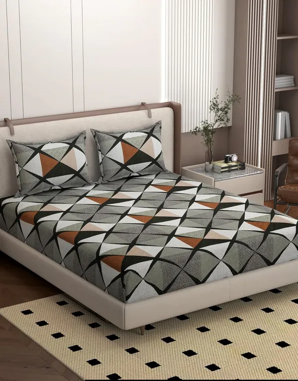 Multicolor_Cotton_Fitted_Bedsheet_With_Pillow_Covers