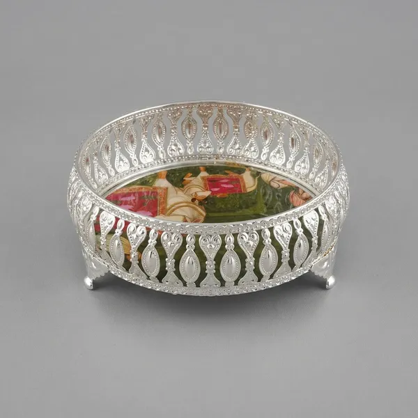 Germen_Silver_Decorative_Silver_Toned_Metal_Tray_With_Floral_Design