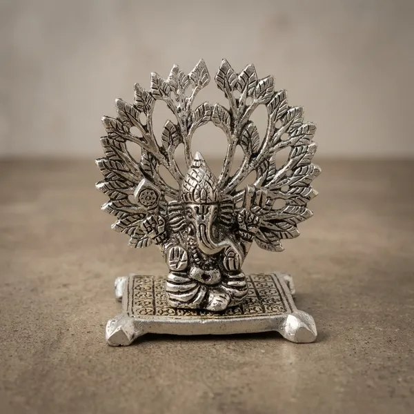 Germen_Silver_Peacock_Showpiece_With_Spread_Feathers_On_Ornate_Base