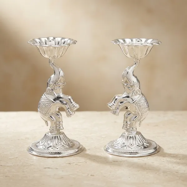 Germen_Silver_Toned_Peacock_Candle_Holders_Diya_Stands