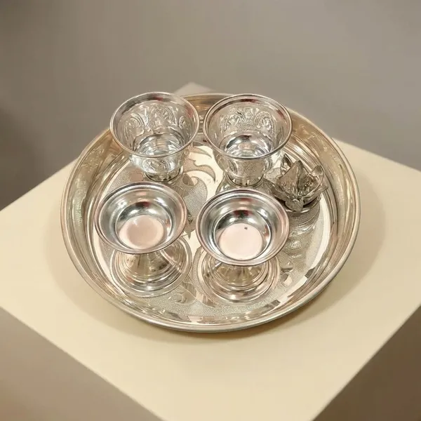 Germen_Silver_Toned_Metal_Pooja_Thali_Set_With_4_Pieces