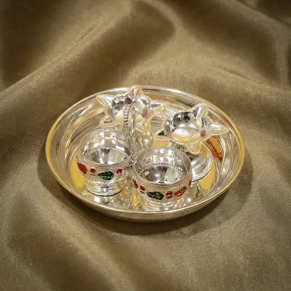Germen_Silver_Pooja_Thali_Set_With_Crystal_Bowls