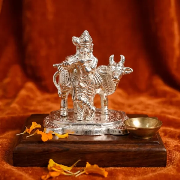 Germen_Silver_Plated_Lord_Krishna_With_Cow_Idol_Figurine_For_Home_Decor_And_Pooja