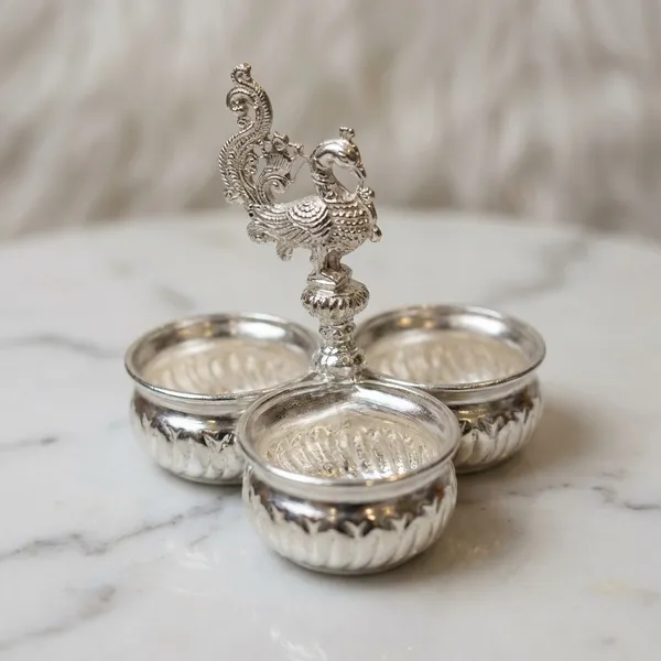 Germen_Silver_Plated_Peacock_Design_3_Bowl_Serving_Set_With_Stand