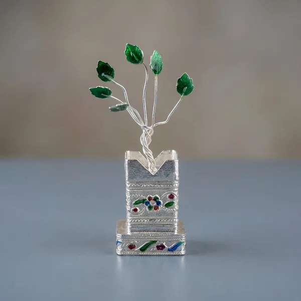 Germen_Silver_Tree_Showpiece_With_Green_Stone_Leaves