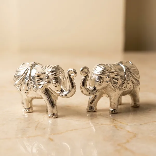 Germen_Silver_Decorative_Gold_Plated_Elephant_Figurine_Set
