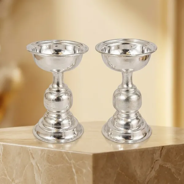 Germen_Silver_Plated_Brass_Decorative_Diya_Lamp_Stand_Set_Of_2