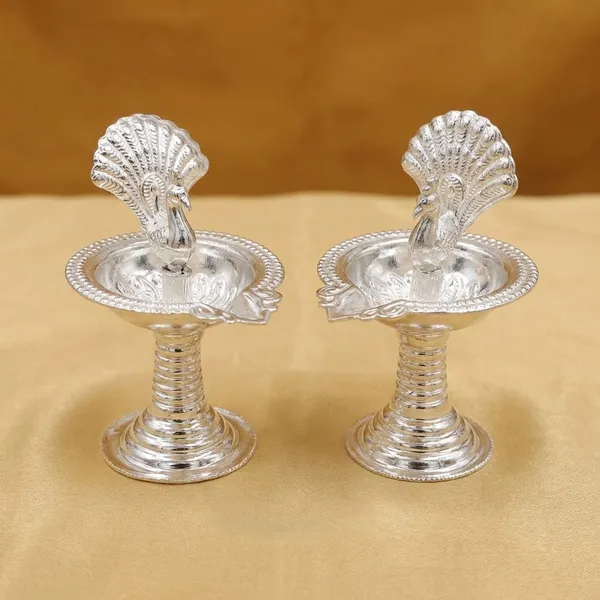 Germen_Silver_Toned_Peacock_Kumkum_Holder_Set_Pack_Of_2