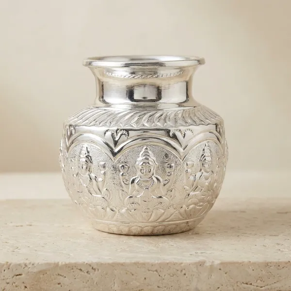 Germen_Silver_Toned_Embossed_Decorative_Kalash_Pot
