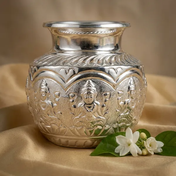Germen_Silver_Toned_Embossed_Decorative_Kalash_Pot