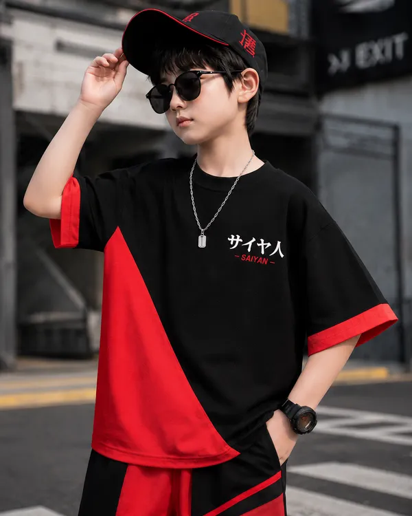 Boys_Red_Color_Stylized_cotton_anime_style_Half_Sleeve_and_Half_pant_Set