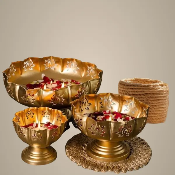 Decorative_Gold_Brass_Lotus_Bowl_Set_With_Floating_Candles_And_Flower_Petals_(Set_Of_3)