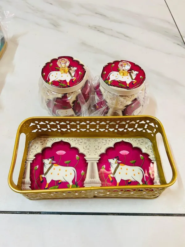 Decorative_Cow_Theme_Serving_Tray_Set_With_Jars_-_Traditional_Indian_Design