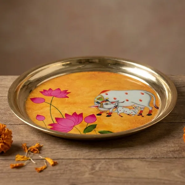 8_Inch_Divine_Kamdhenu_Lotus_Brass_Thali