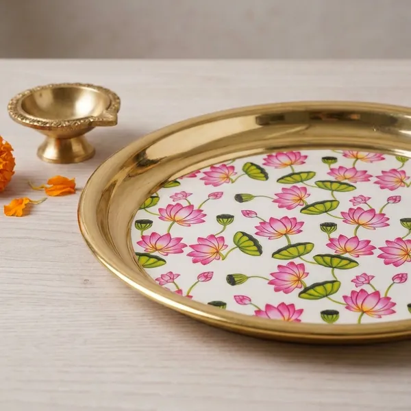 8_Inch_Pink_Lotus_Floral_Brass_Thali