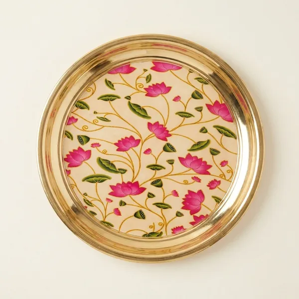 8_Inch_Cream_Lotus_Vine_Brass_Thali