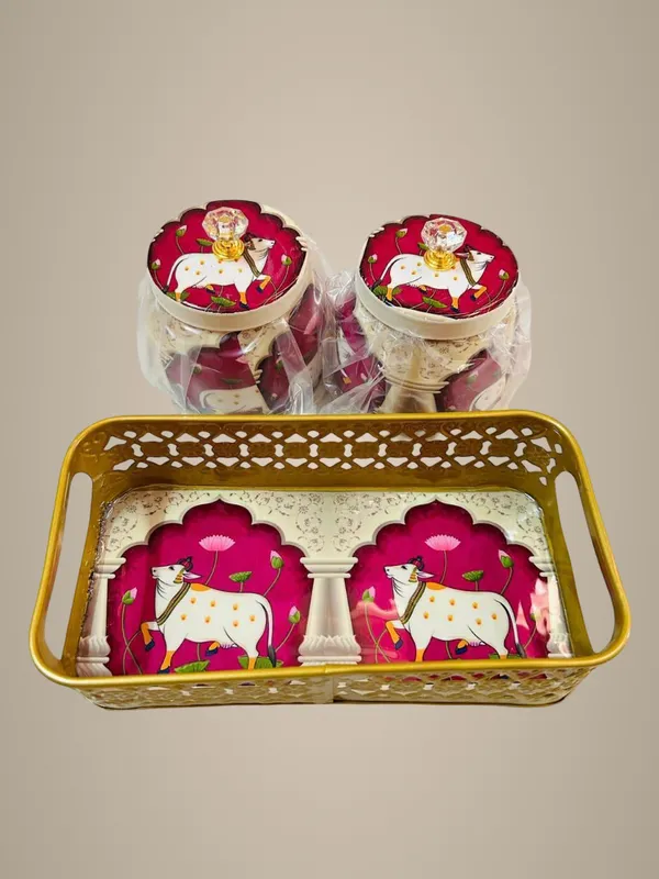 Decorative_Cow_Theme_Serving_Tray_Set_With_Jars_-_Traditional_Indian_Design
