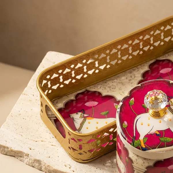 Decorative_Cow_Theme_Serving_Tray_Set_With_Jars_-_Traditional_Indian_Design