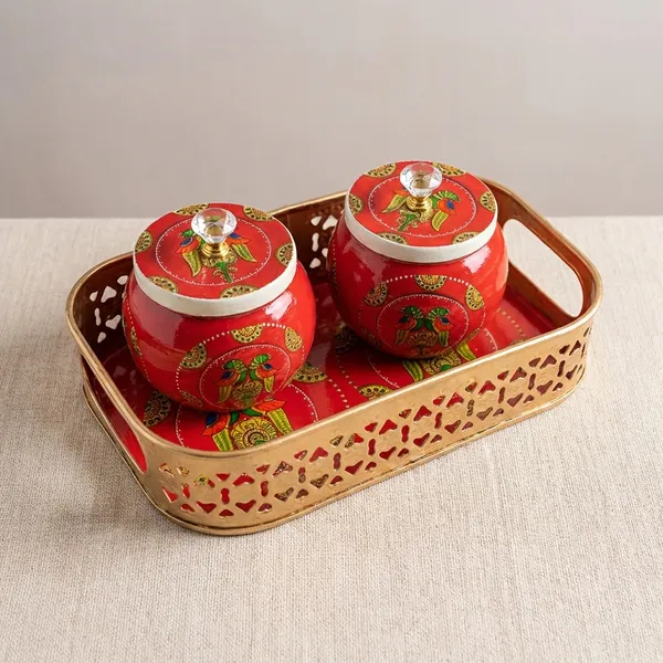 Red_Decorative_Serving_Tray_Set_With_Hand-Painted_Turtle_Design