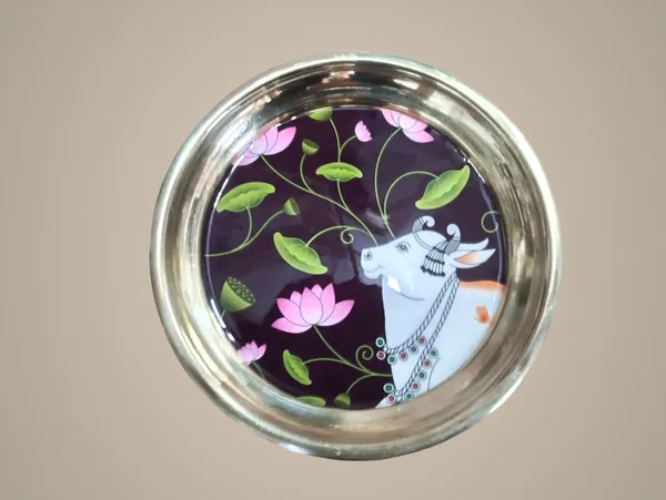 Decorative_Brass_Bowl_With_Hand-Painted_Cow_And_Floral_Design