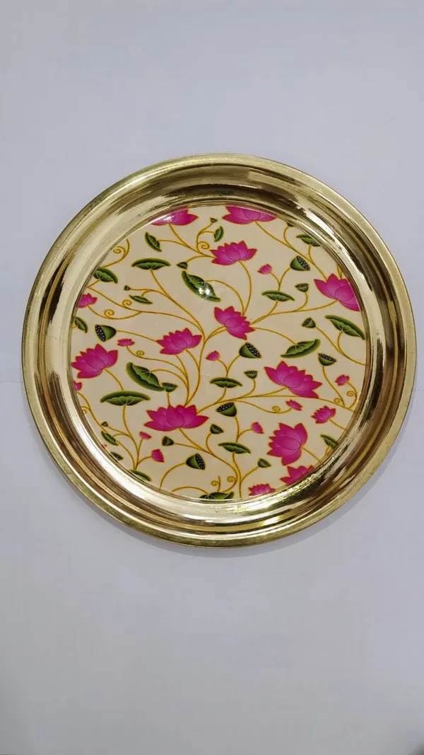 8_Inch_Cream_Lotus_Vine_Brass_Thali