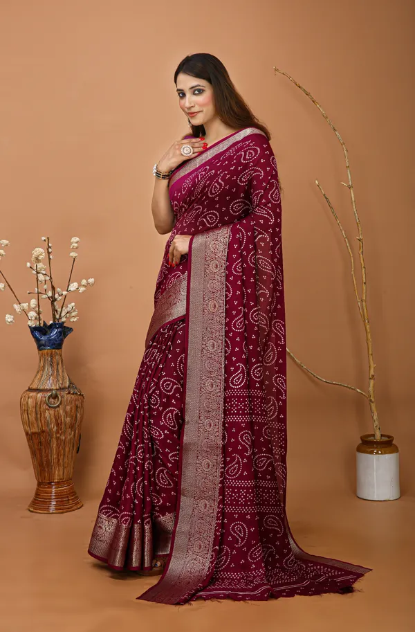 Ragreeti_Lifestyle_Printed_Bandhani_Silk_Blend_Saree,_Woven_Zari_Border,_Bollywood_Style,_Wine