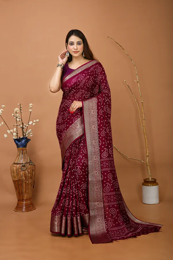 Ragreeti_Lifestyle_Printed_Bandhani_Silk_Blend_Saree,_Woven_Zari_Border,_Bollywood_Style,_Wine