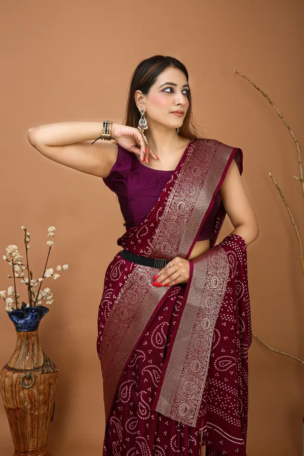 Ragreeti_Lifestyle_Printed_Bandhani_Silk_Blend_Saree,_Woven_Zari_Border,_Bollywood_Style,_Wine
